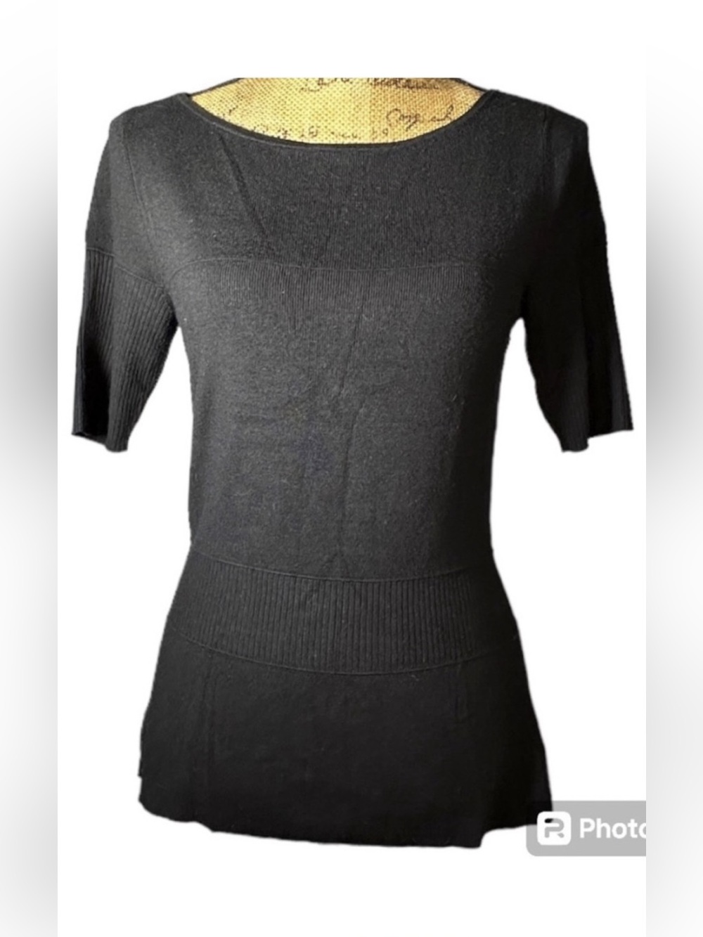 Ann Taylor Petite ribbed top black rayon blend Women’s size MP | ff1